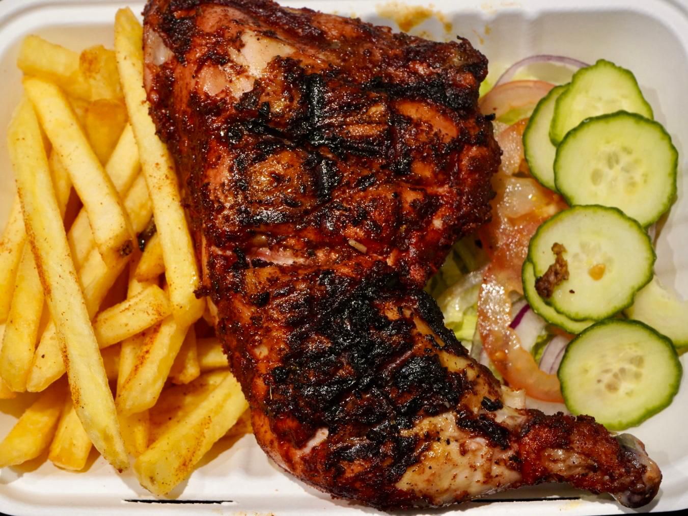 Flamed Chicken Over Chips